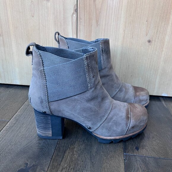 Sorel Addington Chelsea Heeled Boots Brown Leather Ankle Booties Size 6.5 - Picture 5 of 8